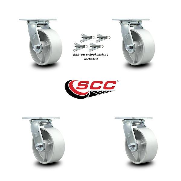 5 Inch Semi Steel Swivel Caster Set With Roller Bearing And Swivel Lock SCC